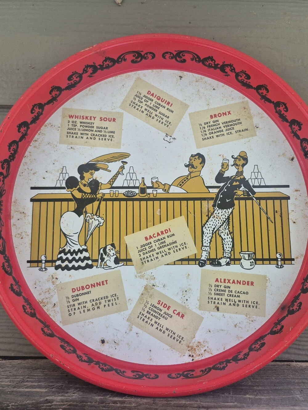 Vintage Metal Drink Tray With Recipies
